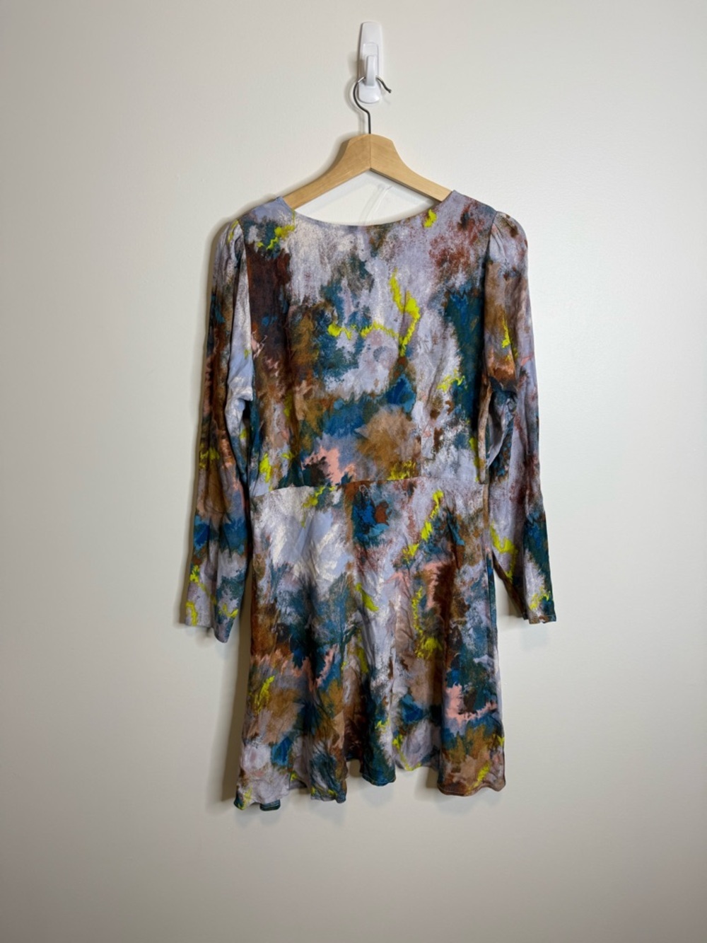ICHI Abstract Multi-Color Long Sleeve Fit & Flare Dress size 36 - Picture 8 of 8